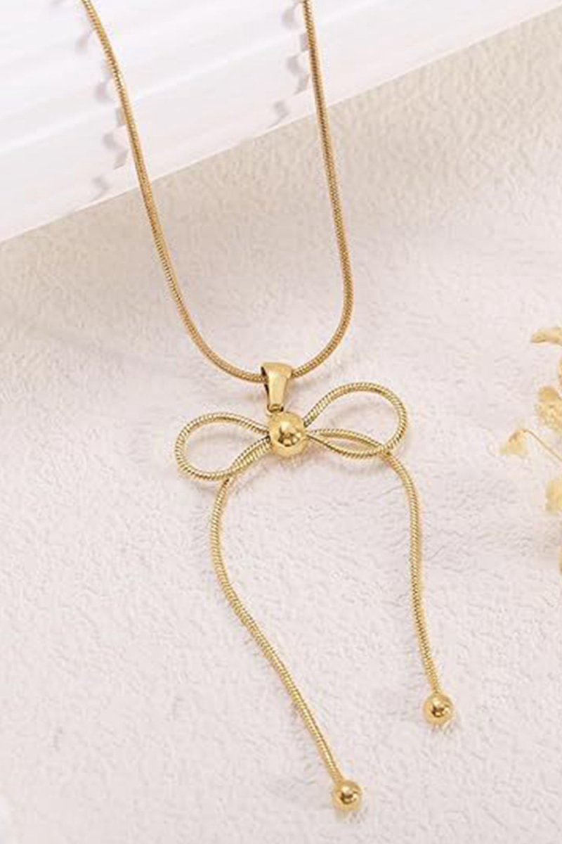 Gold Bow Pendant Necklace