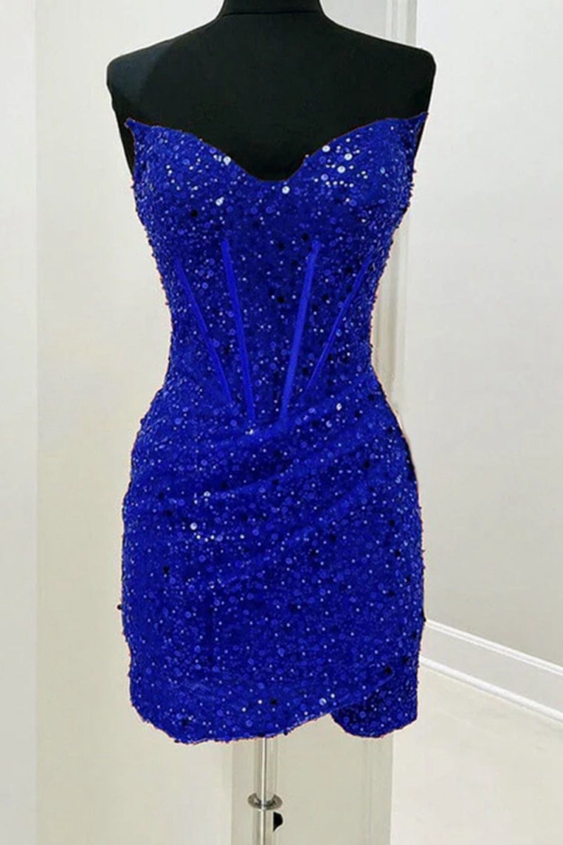 Bodycon Sweetheart Sequins Corset Homecoming Dresses