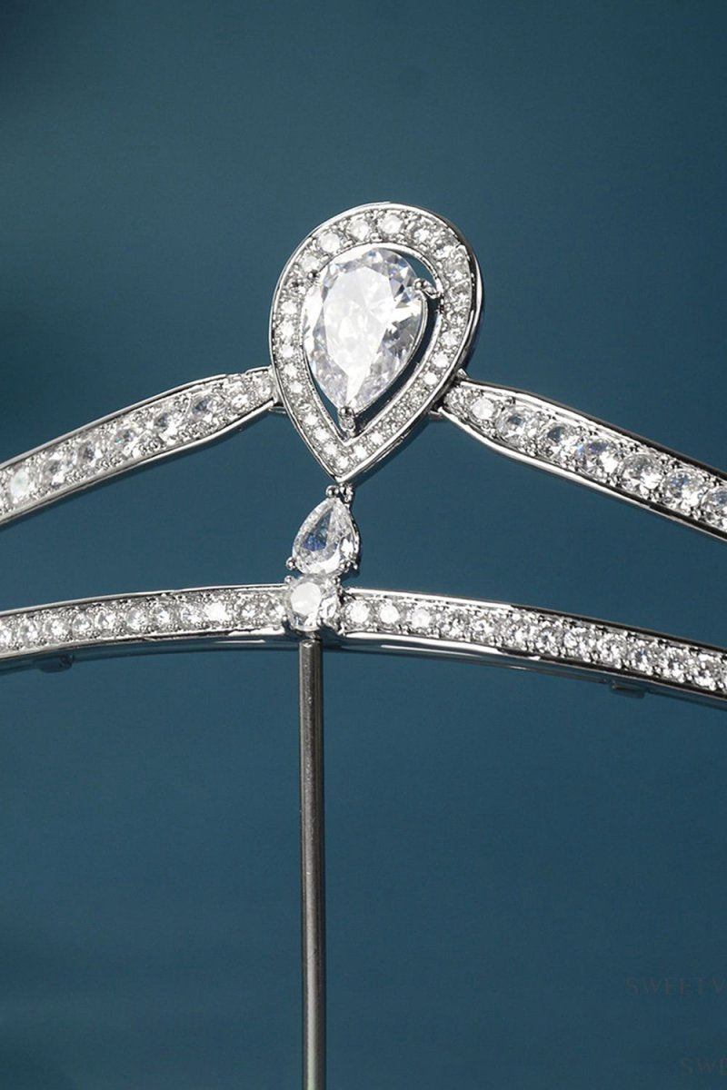 Silver Teardrop Zircon Tiaras