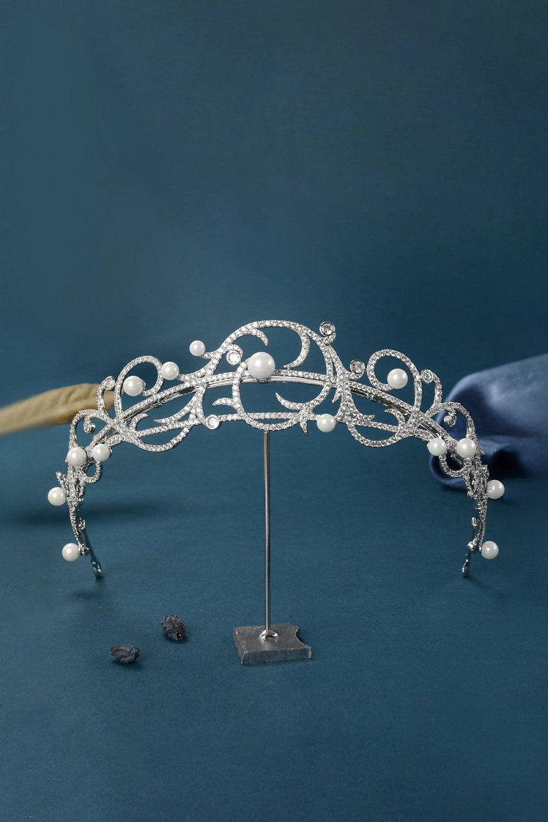 Women's Silver Pearl Swirl Tiaras