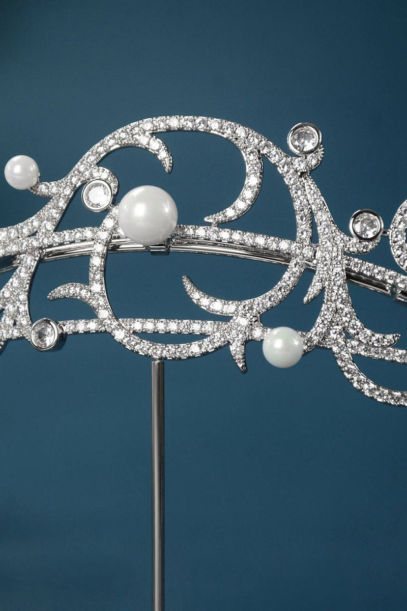 Women's Silver Pearl Swirl Tiaras