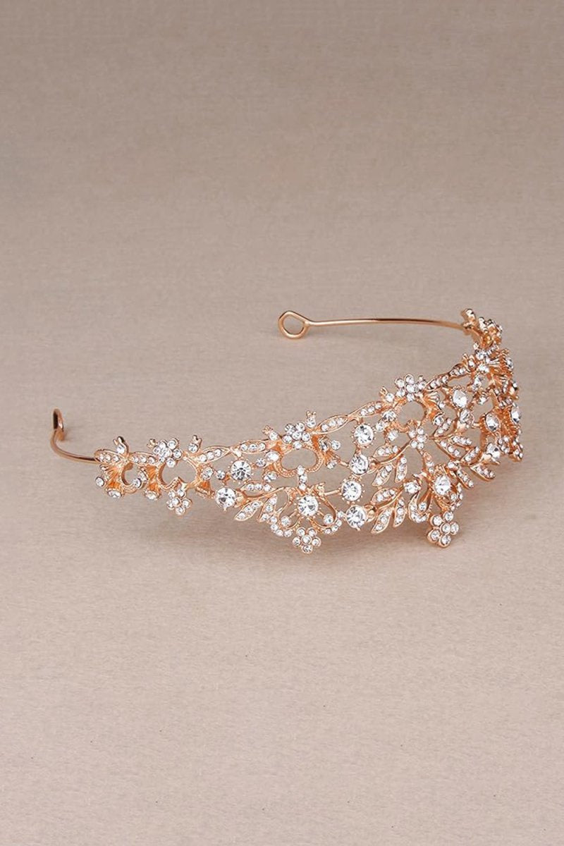 Rose Gold Pink Tiara Bridal Hair Accessories
