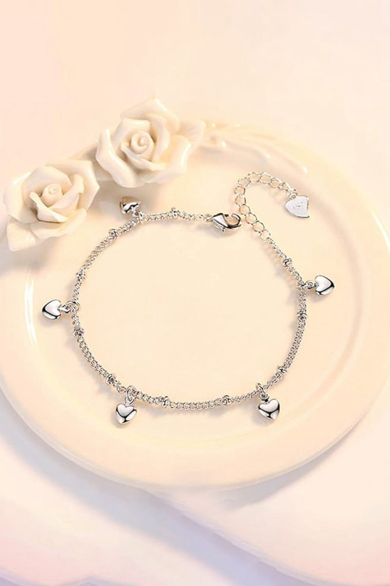 Silver Love Heart Pendant Bracelets
