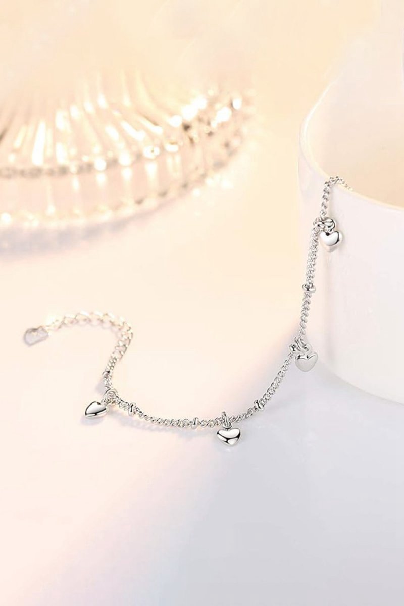 Silver Love Heart Pendant Bracelets