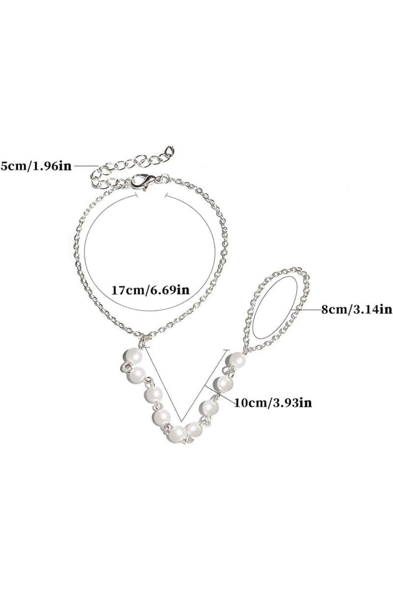 Pearl Finger Ring Chain Bracelets