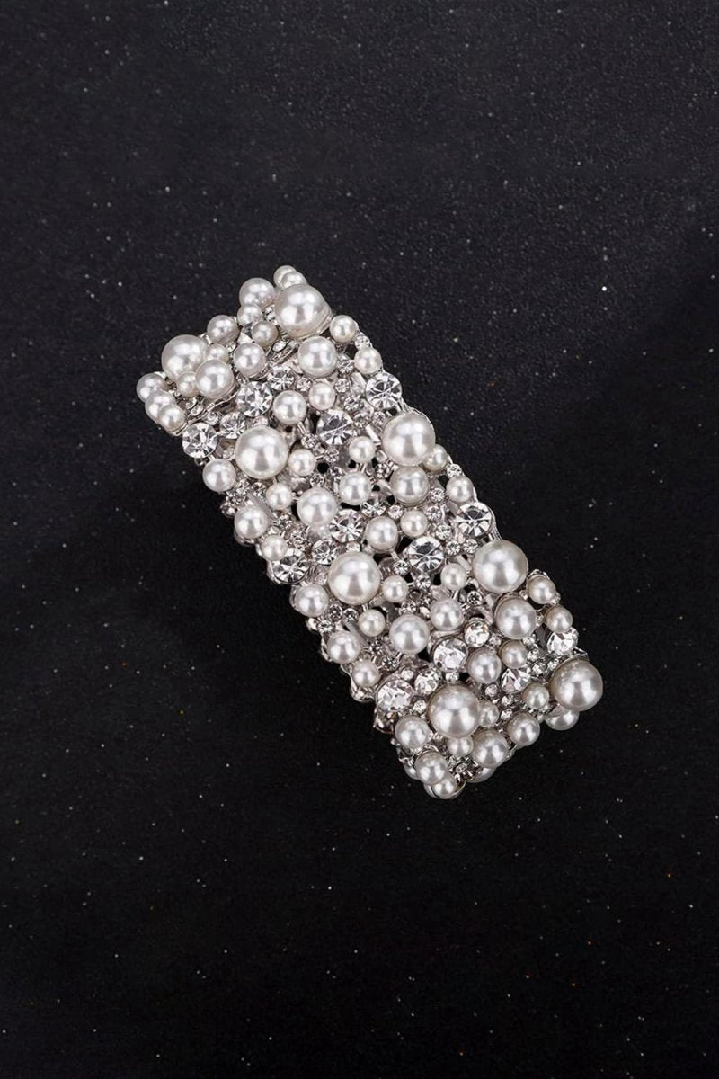 Silver Pearl Stretch Bracelets with Rhinestone