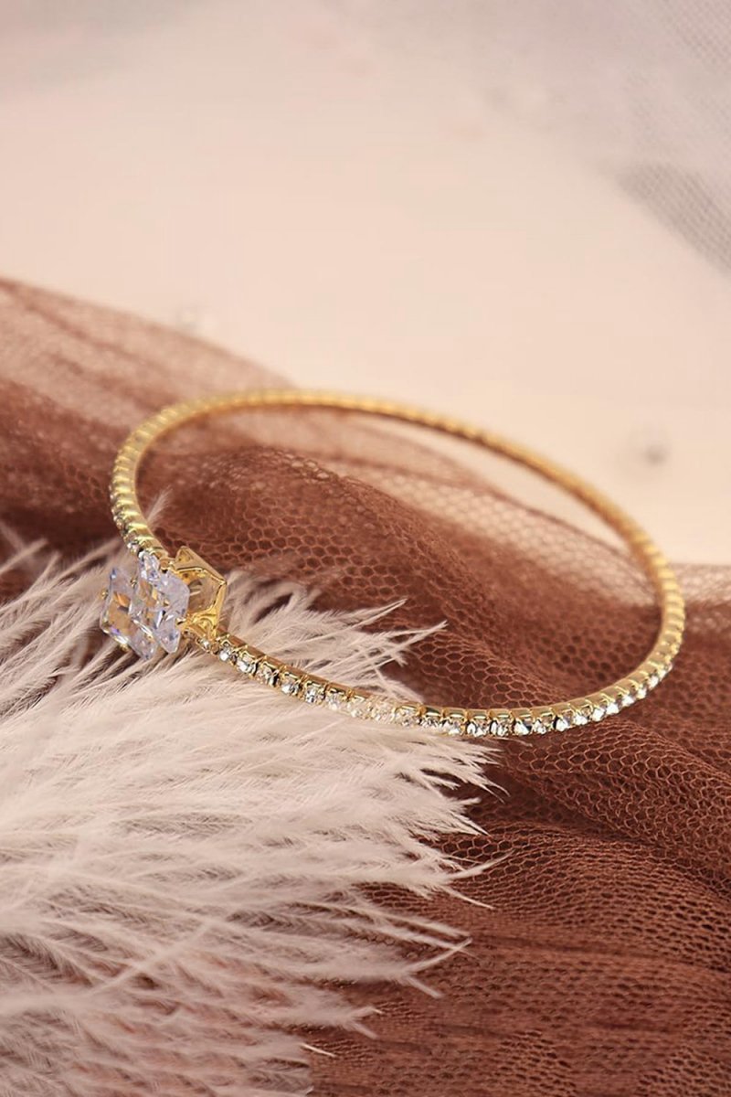Gold Rhinestone Open Cuff Tennis Bracelets