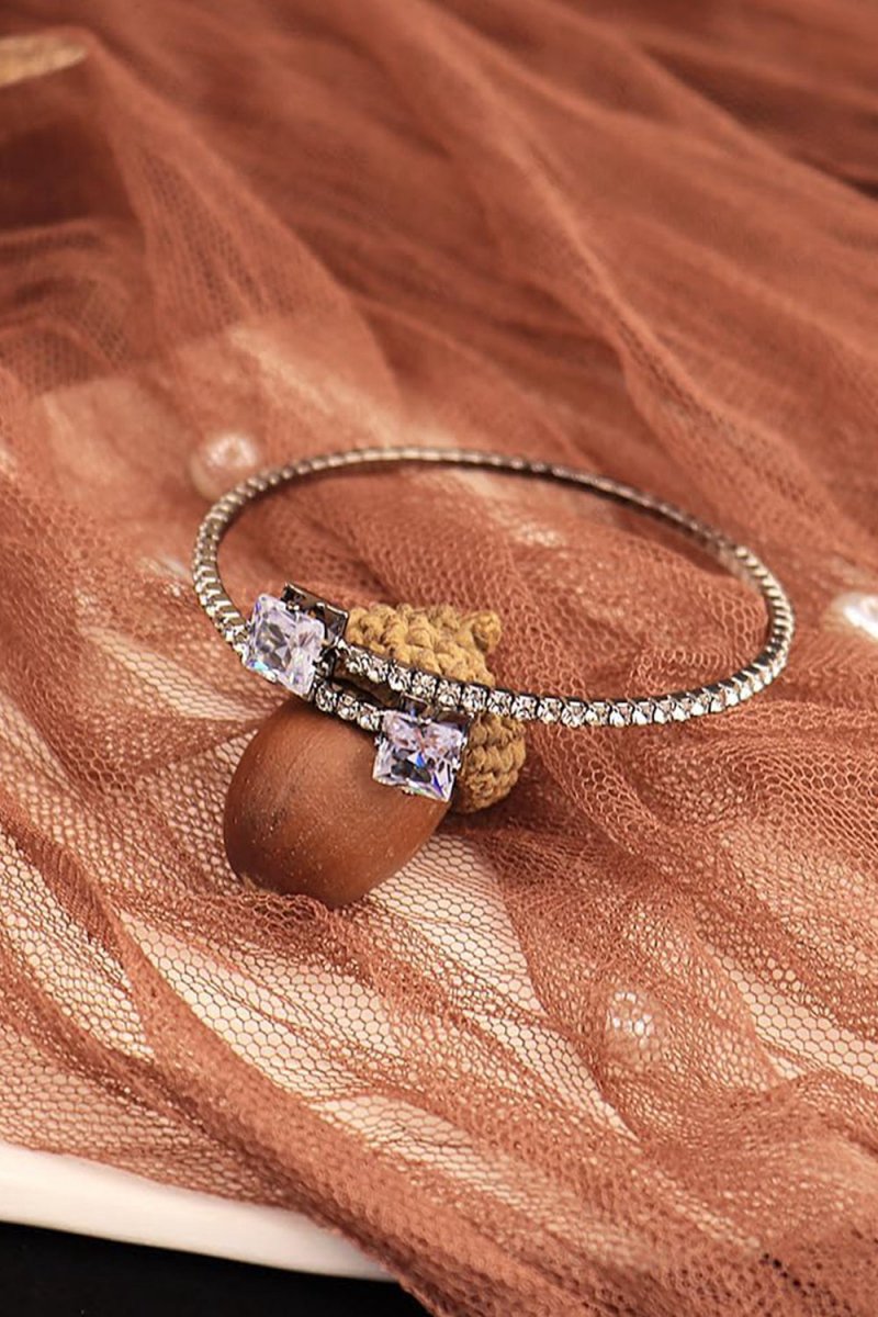 Gold Rhinestone Open Cuff Tennis Bracelets
