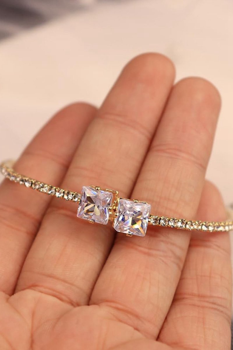 Gold Rhinestone Open Cuff Tennis Bracelets