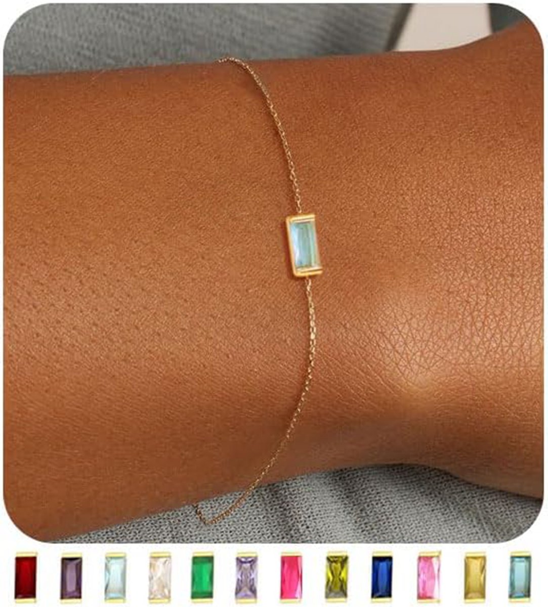 Gold Adjustable Chain Bracelets with Birthstone