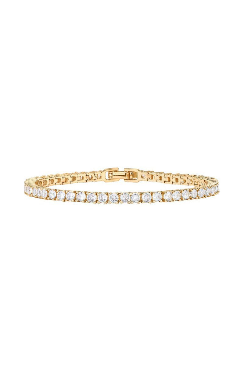 Gold Plated 3mm Cubic Zirconia Classic Tennis Bracelets