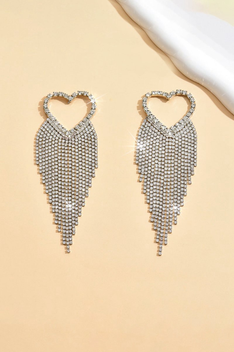 Silver Rhinestone Tassel Earrings Sparkly