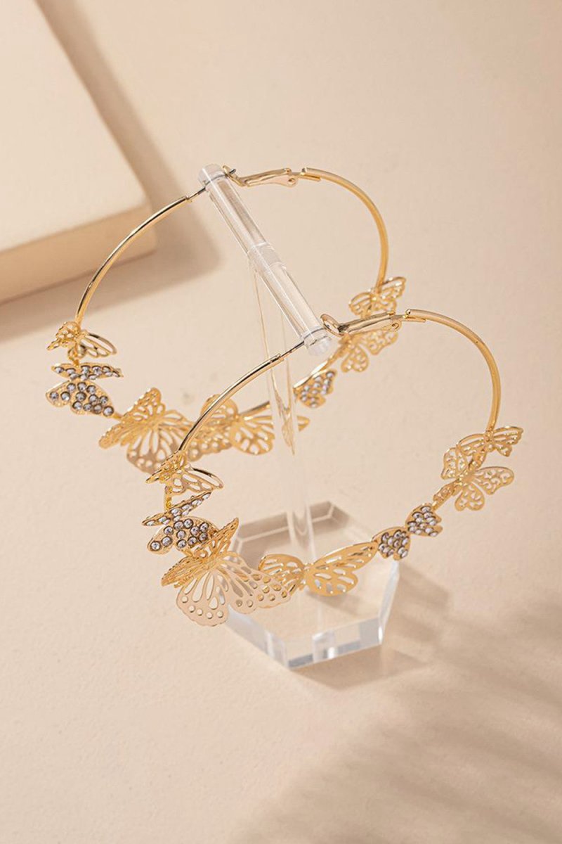 Butterfly Hoop Earrings Gold