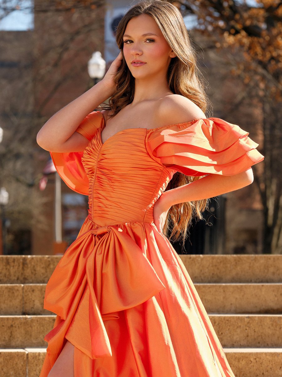 Sweetheart Pleated A-line Prom Dresses with Bow