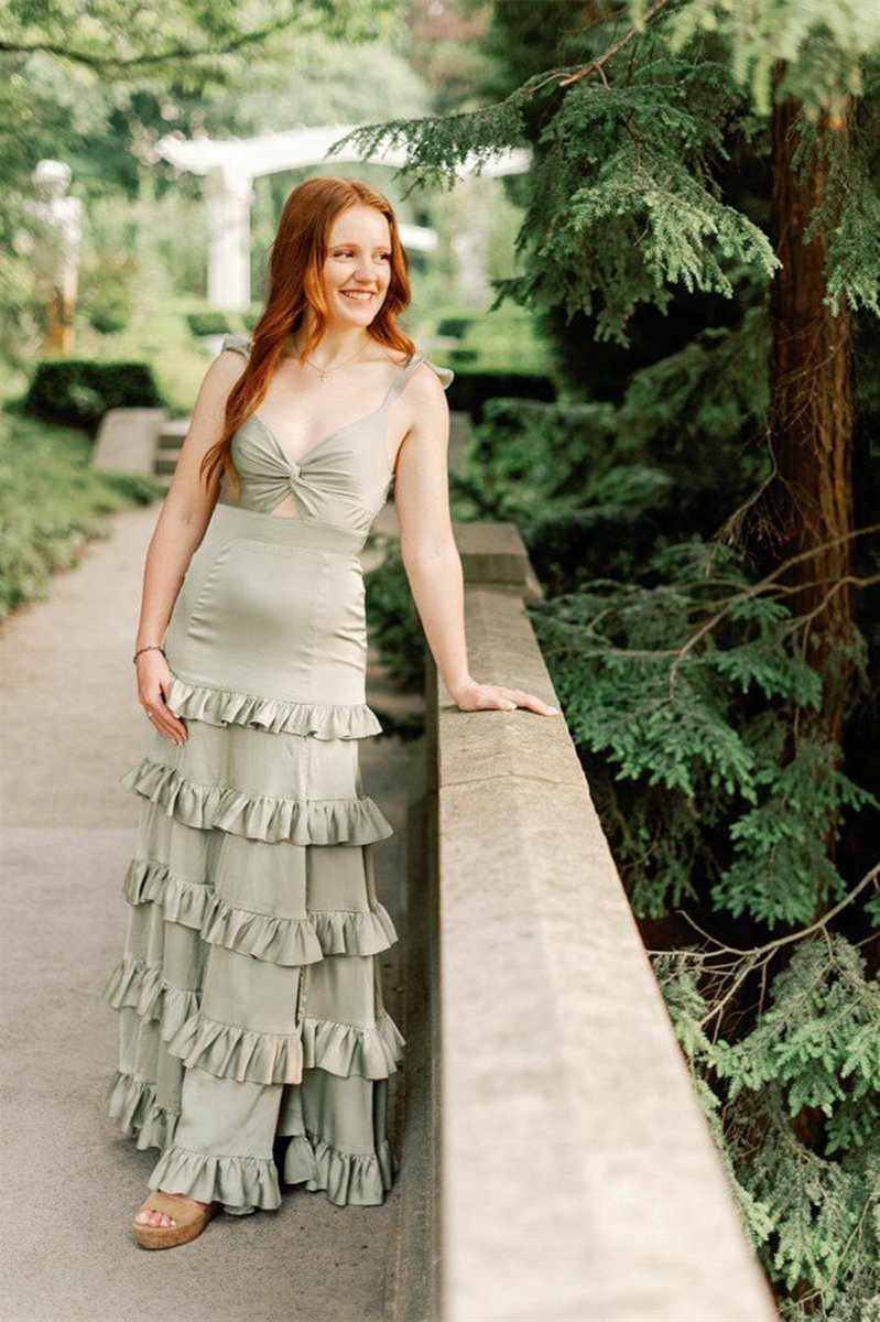 Knotted Sage Ruffles Mermaid Tie dMaxi Dresses