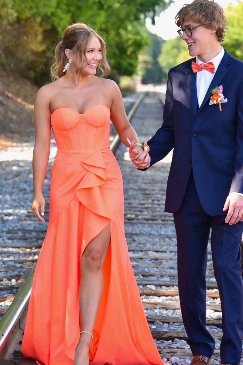 Sweetheart Mermaid Long Party Dresses with Slit