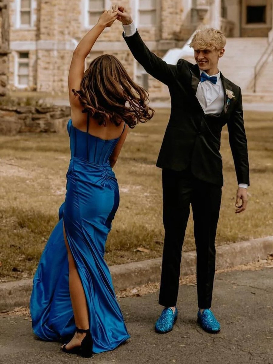 Satin Mermaid Long Formal Dresses with Slit