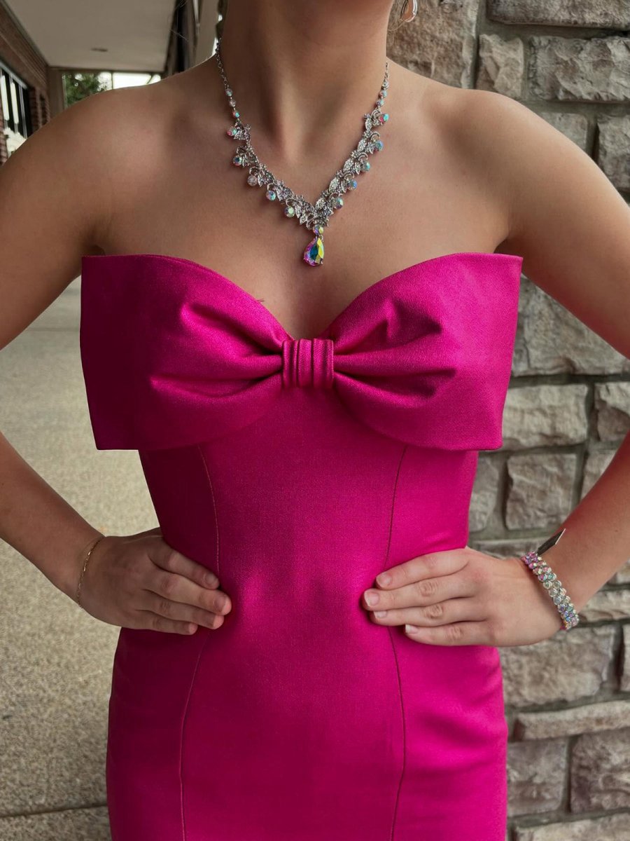 Strapless Bow Mermaid Long Formal Dresses with Bow