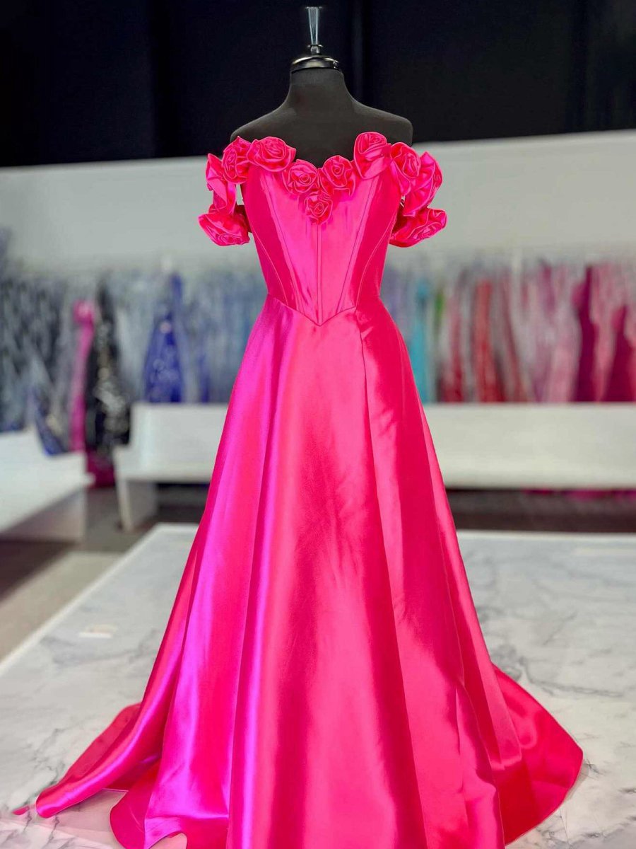 Off the Shoulder Corset Bodice A-line Prom Dresses