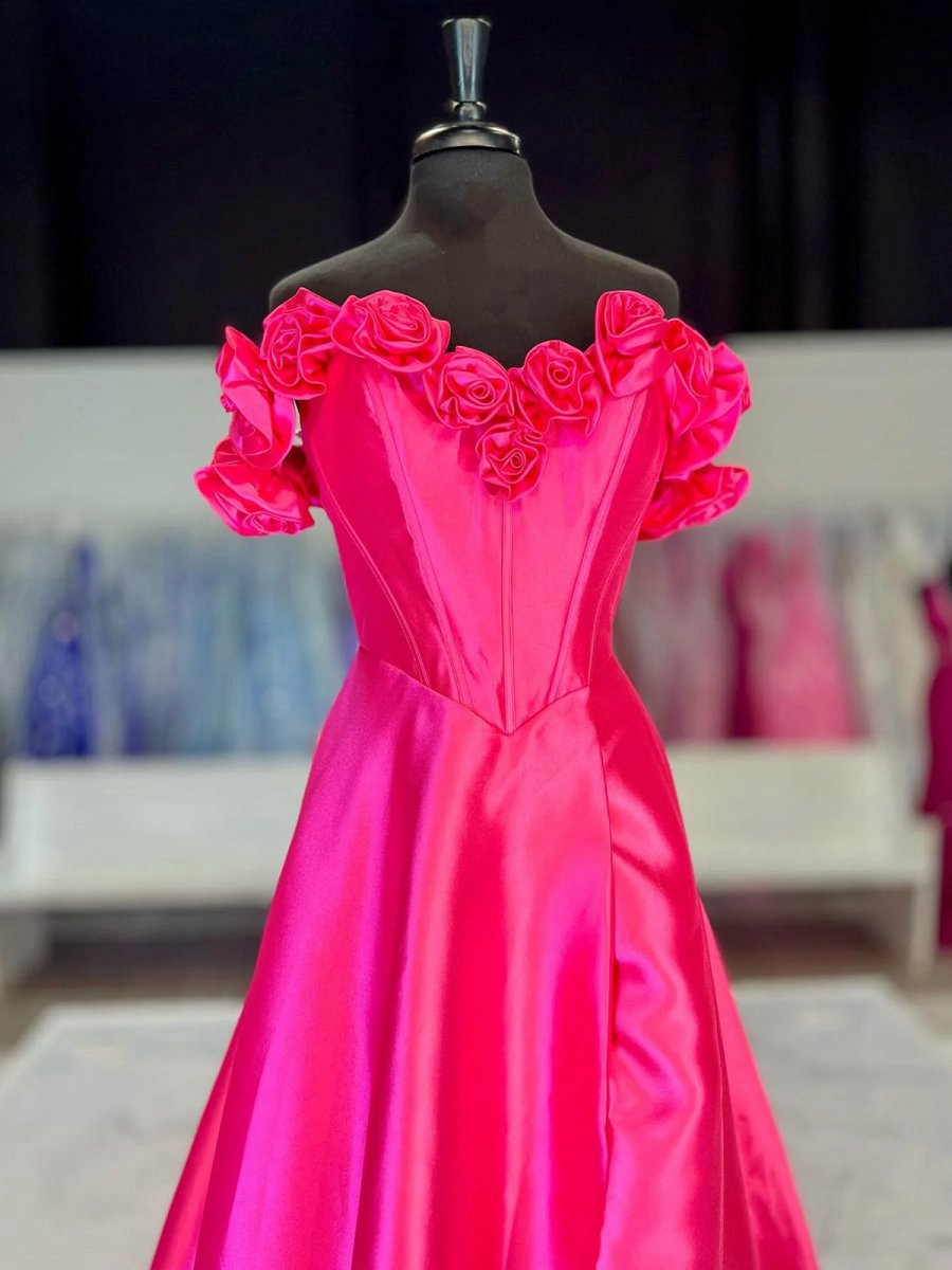 Off the Shoulder Corset Bodice A-line Prom Dresses