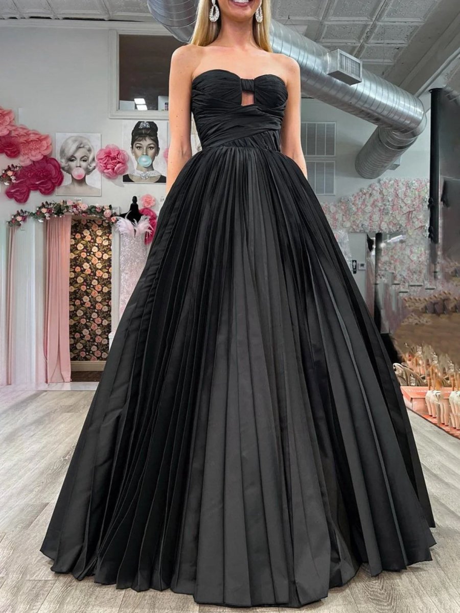 Satin Strapless Keyhole Ball Gown