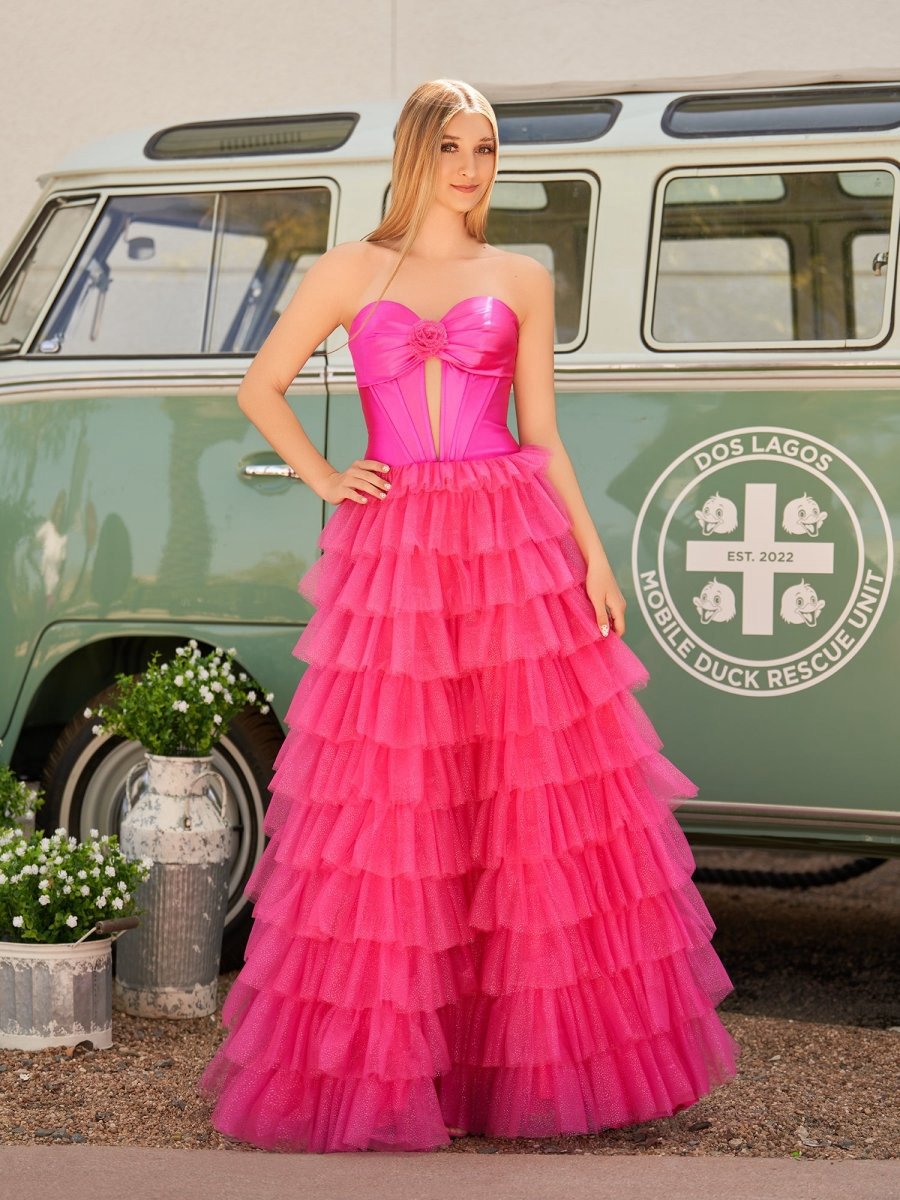 A-line Sweetheart Keyhole Tie Tulle Long Prom Dresses
