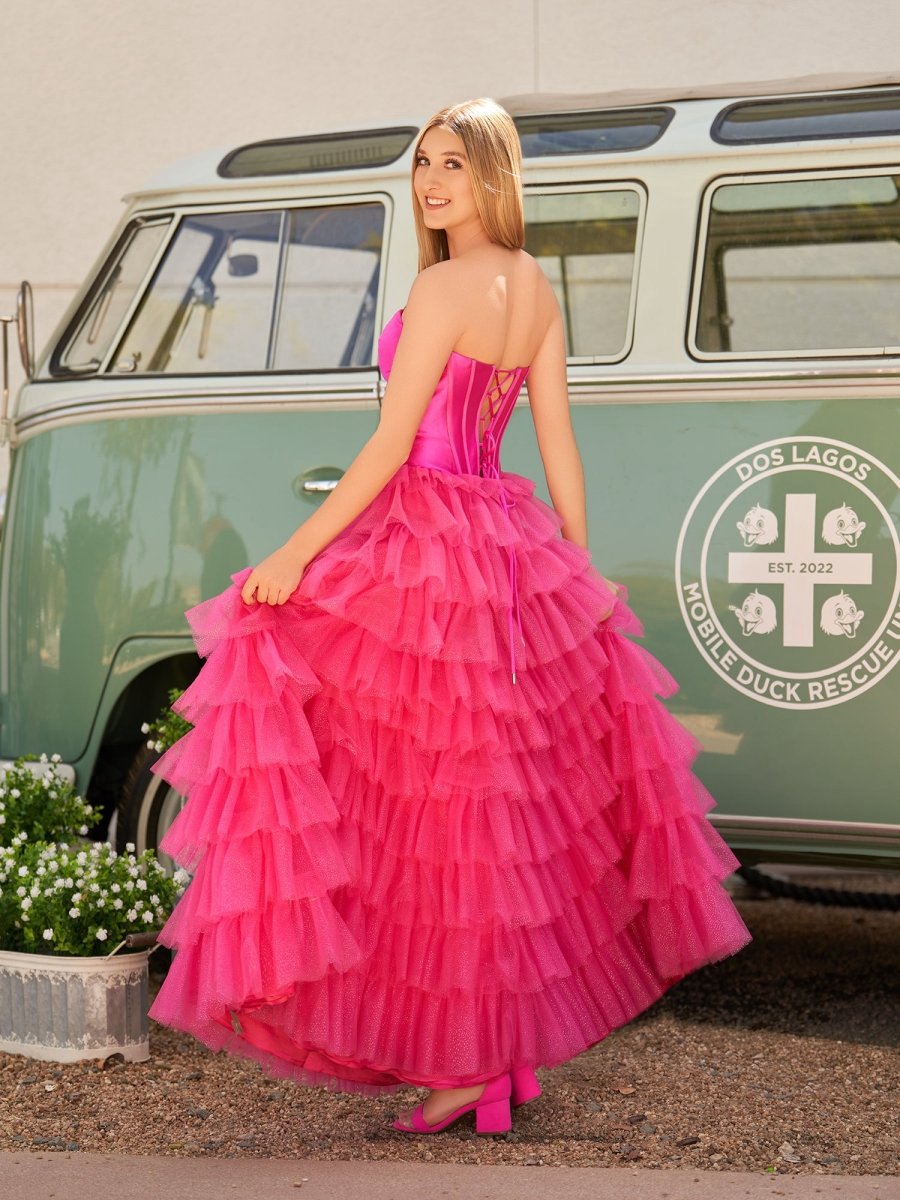 A-line Sweetheart Keyhole Tie Tulle Long Prom Dresses