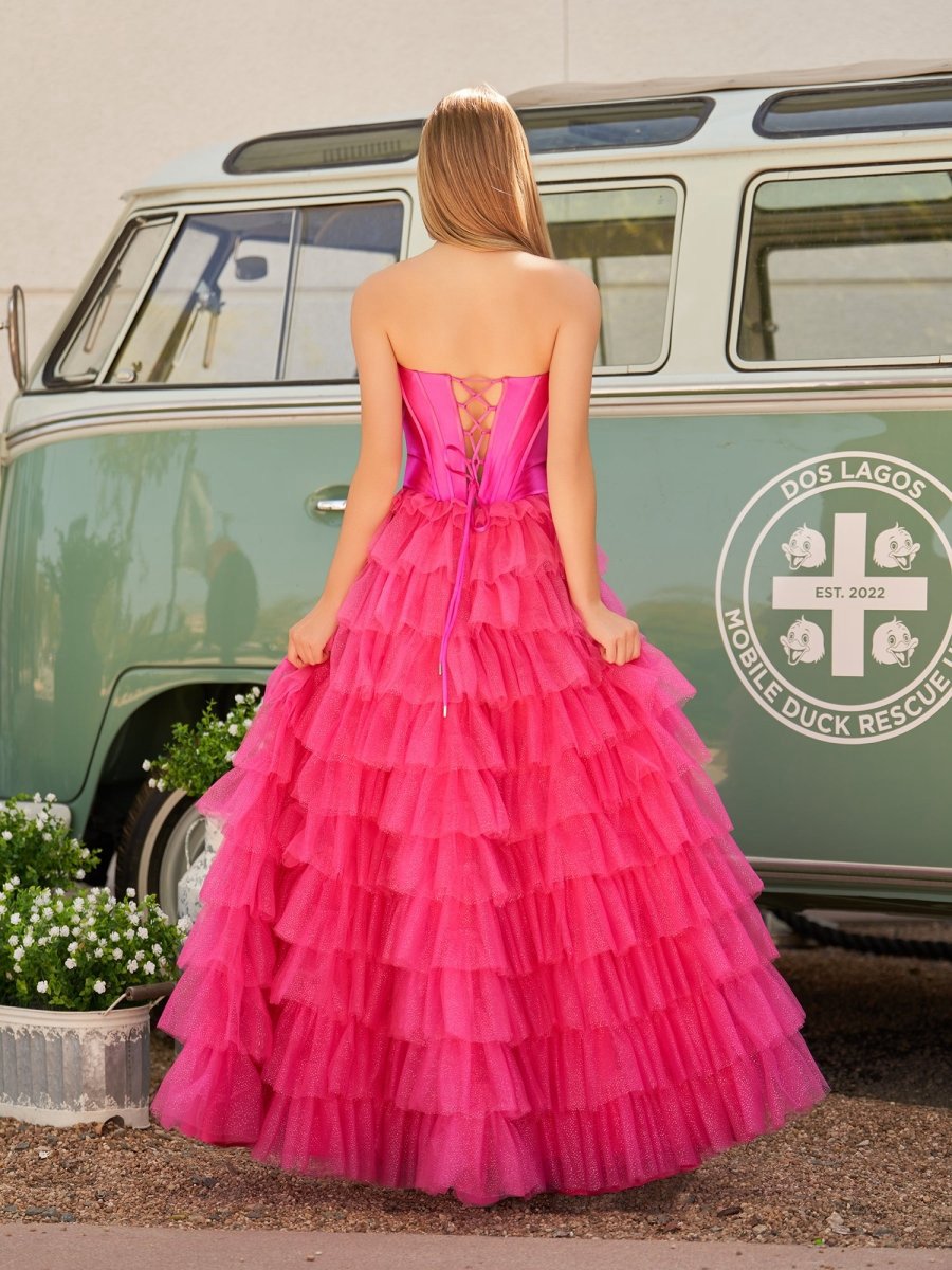 A-line Sweetheart Keyhole Tie Tulle Long Prom Dresses