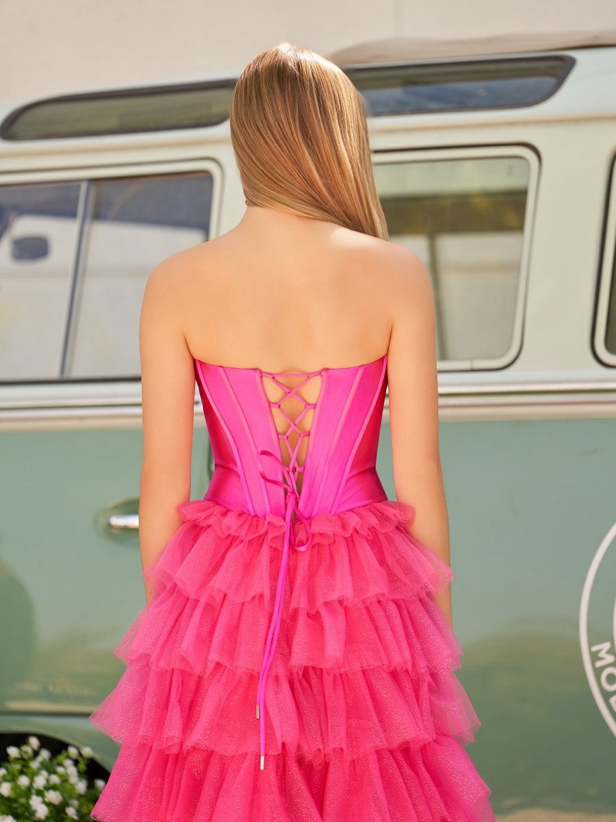 A-line Sweetheart Keyhole Tie Tulle Long Prom Dresses