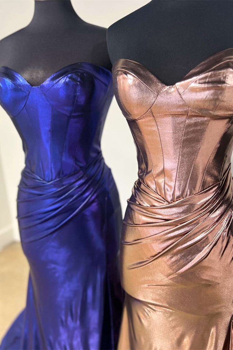 Strapless Mermaid Long Formal Dresses with Split