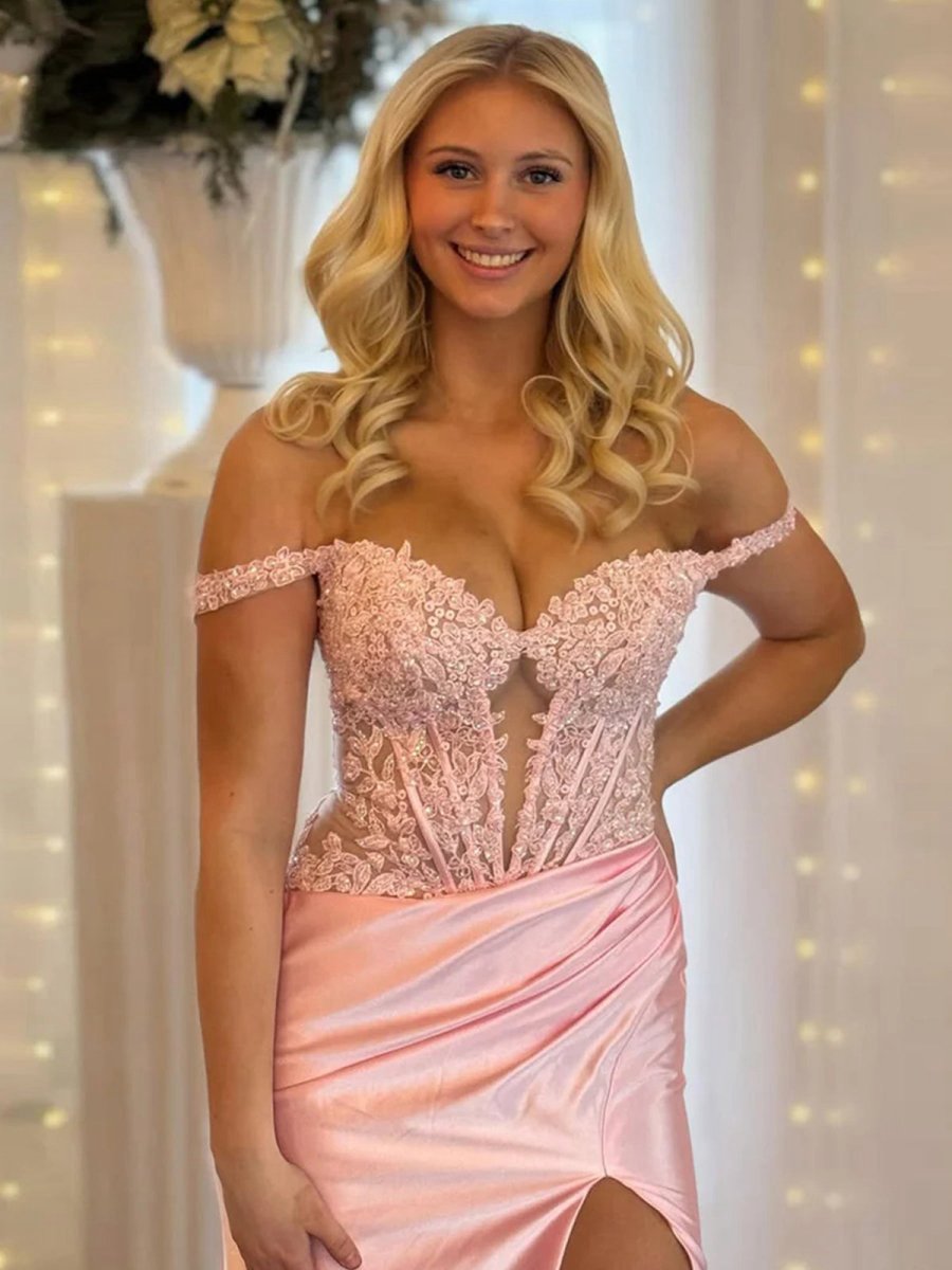 Mermaid Sweetheart Satin Long Prom Dresses with Split