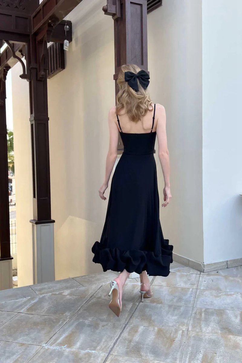 A-line Satin Long Prom Dresses with Ruffles