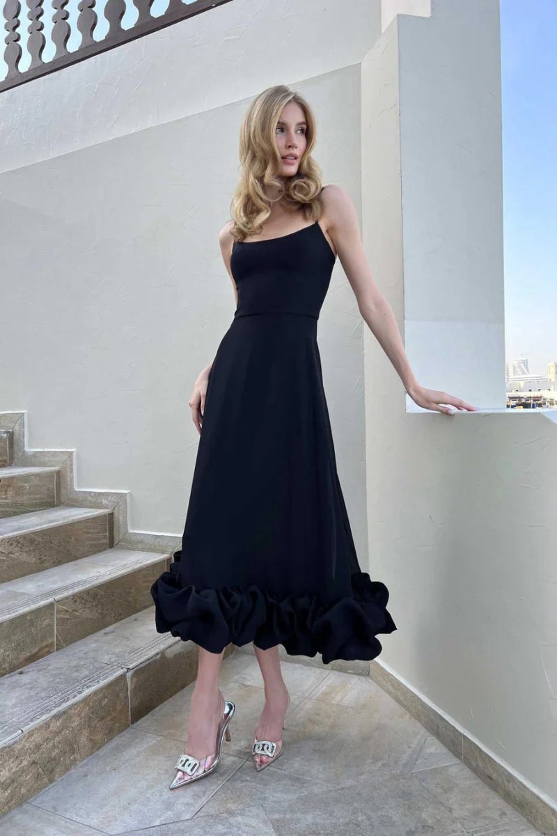 A-line Satin Long Prom Dresses with Ruffles