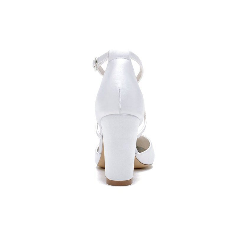 Satin Pump with Crystal-Embellished Cross-Strap