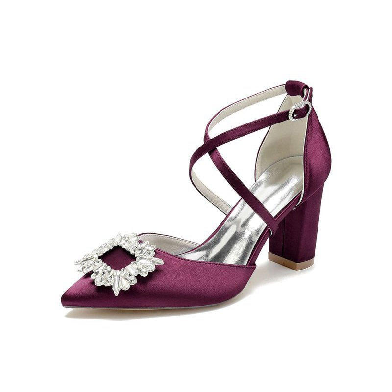 Satin Pump with Crystal-Embellished Cross-Strap