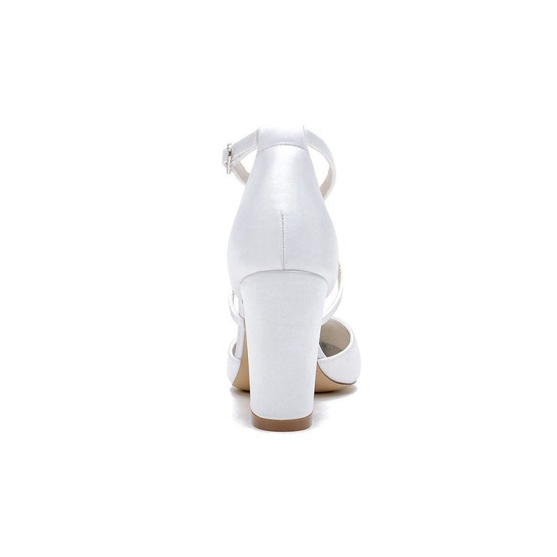 Silk Pump with Handcrafted Flower and Crystal Embellishments