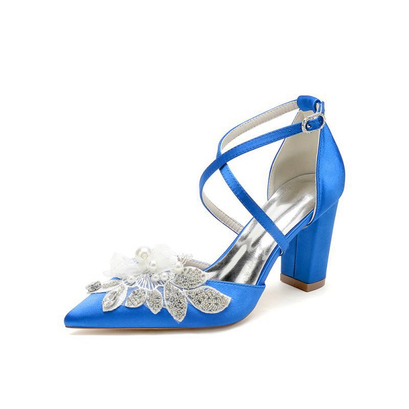 Silk Pump with Handcrafted Flower and Crystal Embellishments