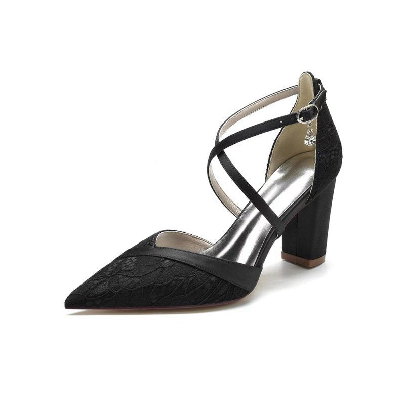 Cross-Strap Pump with Metallic Accent