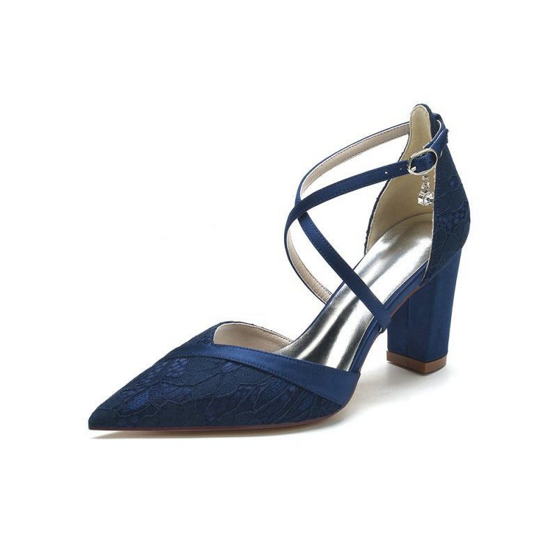 Cross-Strap Pump with Metallic Accent