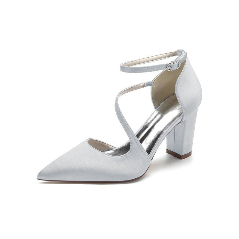 Silk Pump with Decorative Ankle Strap