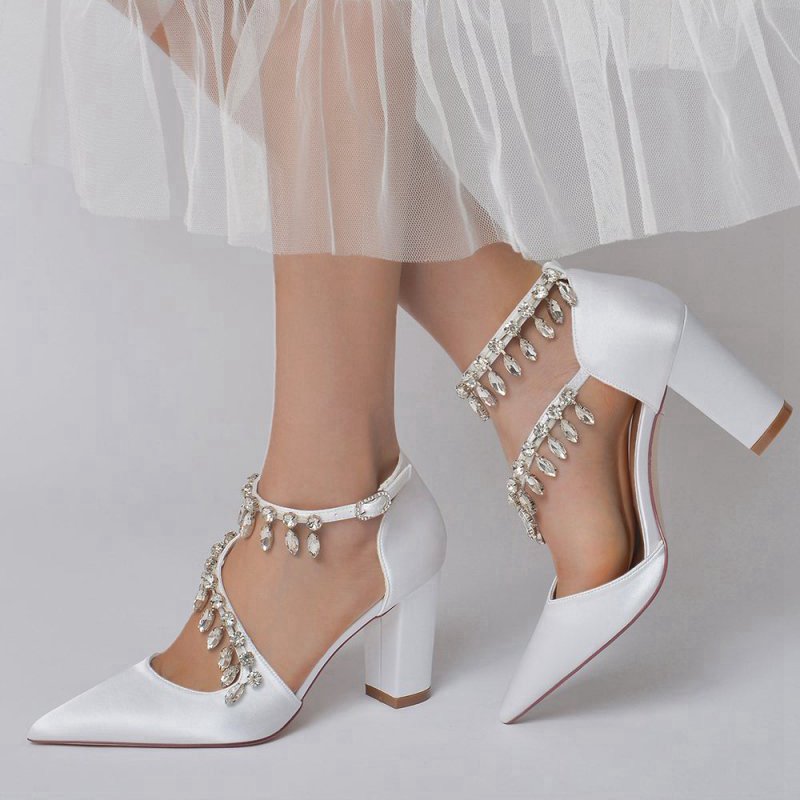 High Heels with Chain and Crystal Accent