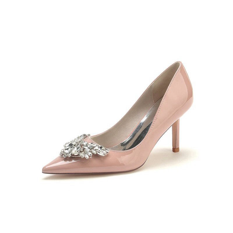 Shiny High Heels with Crystal Embellishments