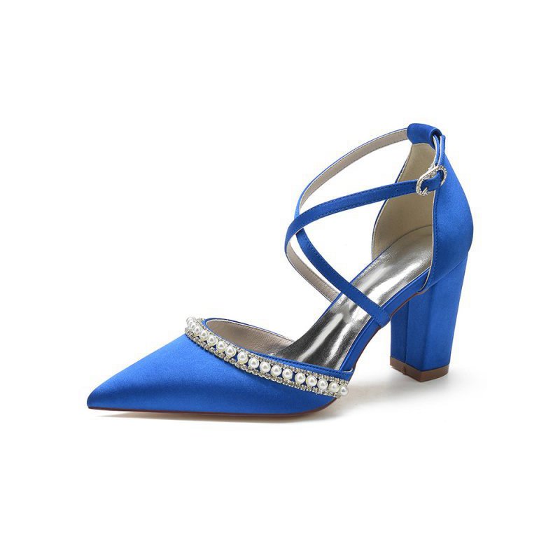 Satin Pump with Pearl and Metal Accents
