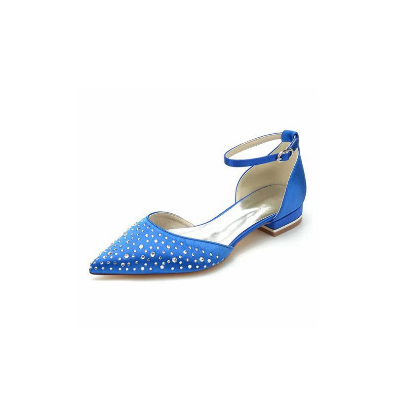 Pointed Toe Beaded Ankle Strap Buckle Kitten Heels