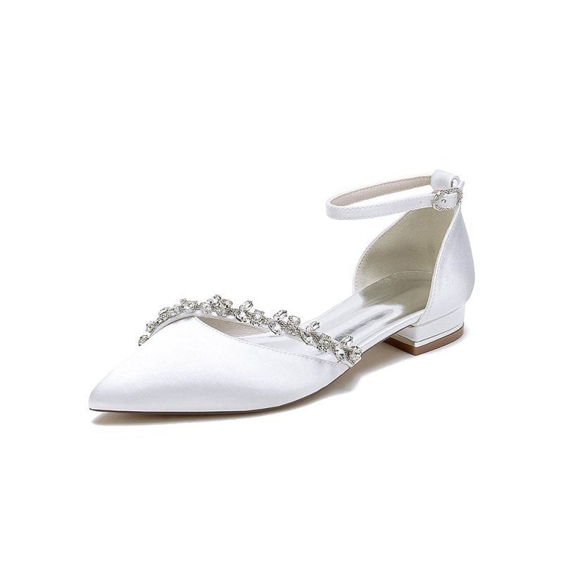 Pretty Rhinestone Pointed Toe Ankle Strap Kitten Heels