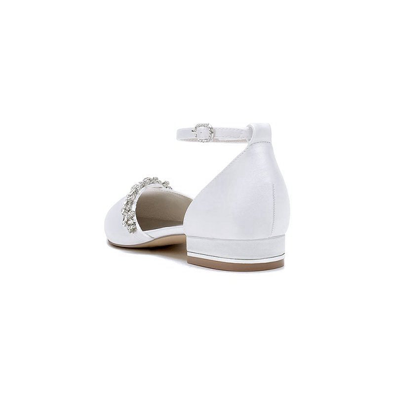 Pretty Rhinestone Pointed Toe Ankle Strap Kitten Heels