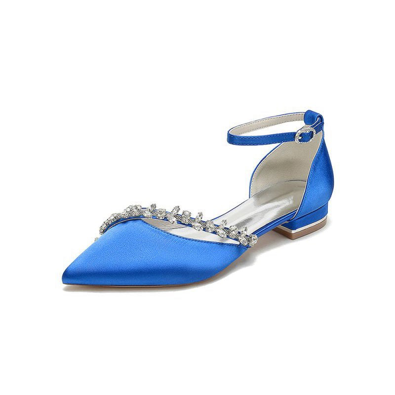 Pretty Rhinestone Pointed Toe Ankle Strap Kitten Heels