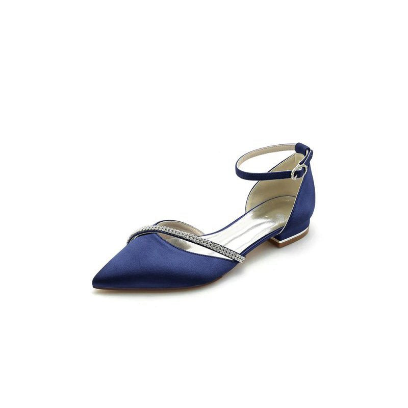 Pointed Toe Beaded Ankle Strap Kitten Heels