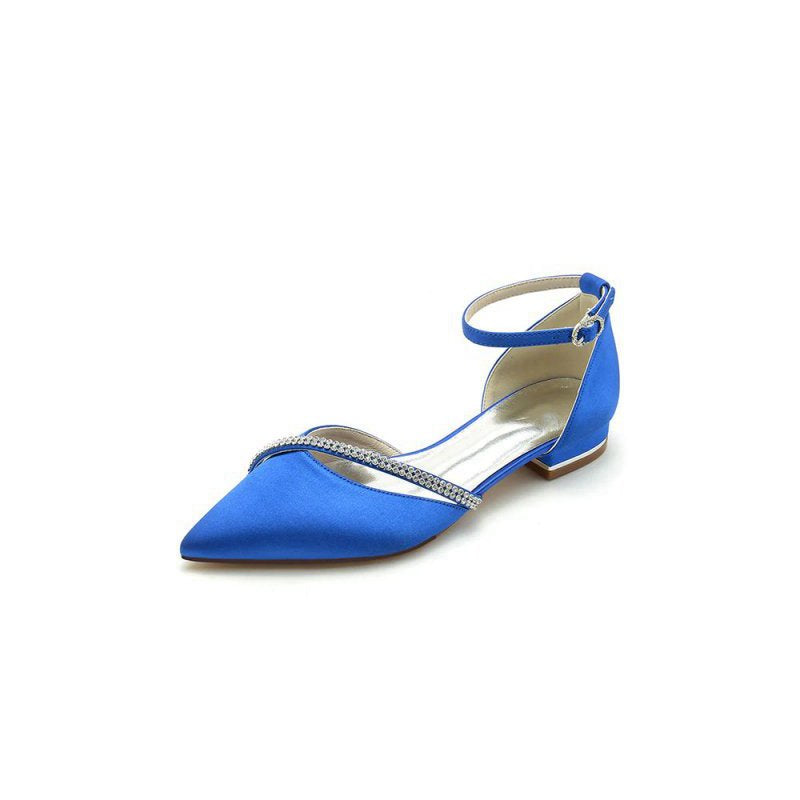 Pointed Toe Beaded Ankle Strap Kitten Heels