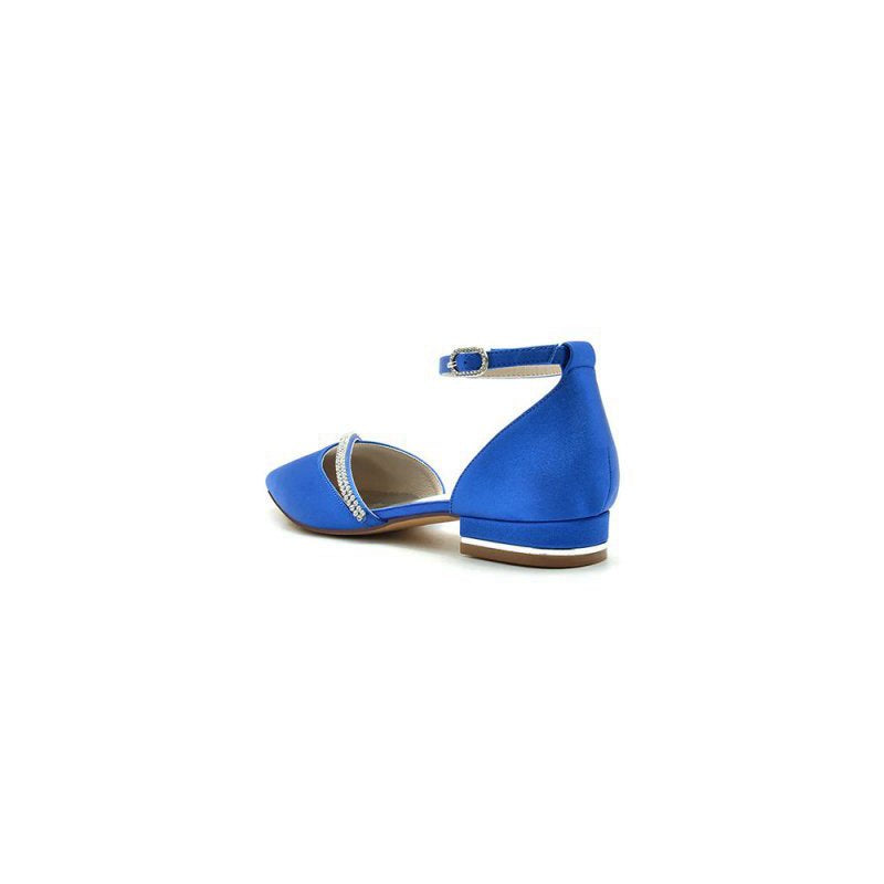Pointed Toe Beaded Ankle Strap Kitten Heels